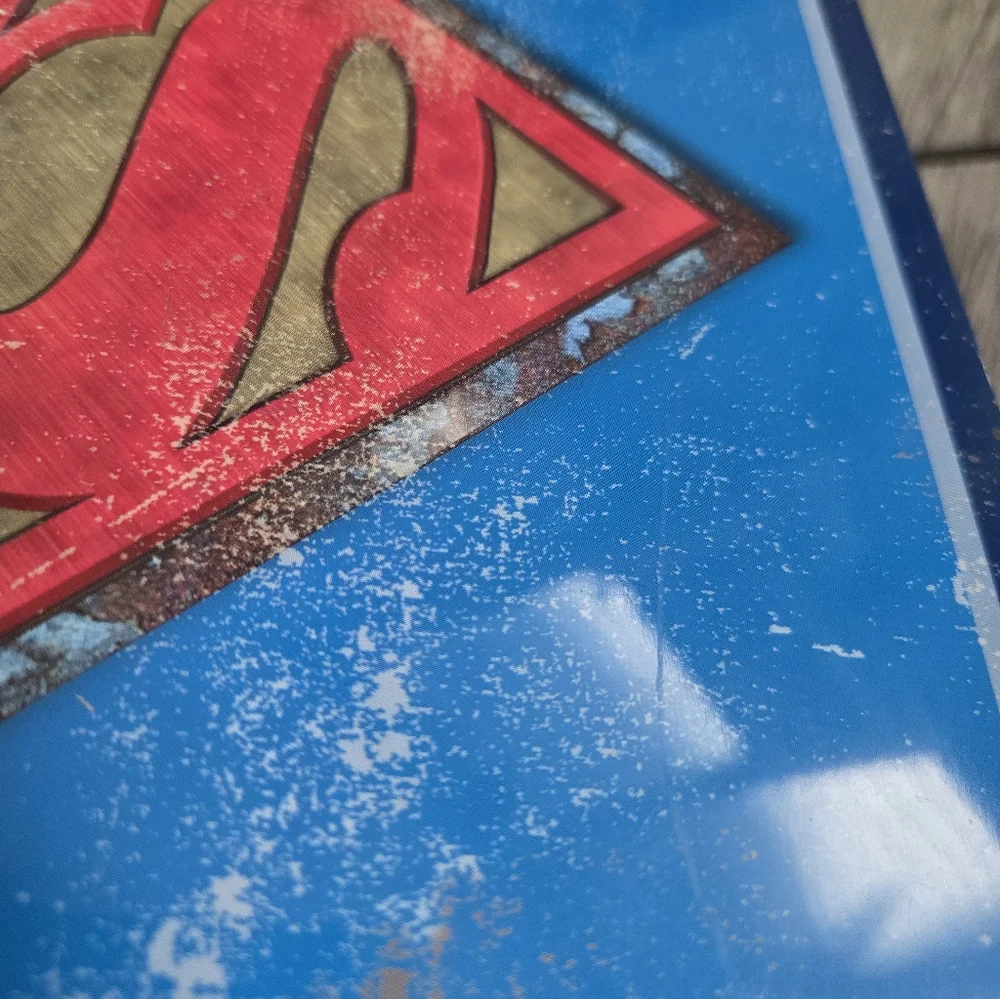 Superman Metal Lunch Box Tin Blue‎ Vintage Style Scratches Rare DC Comics 2006